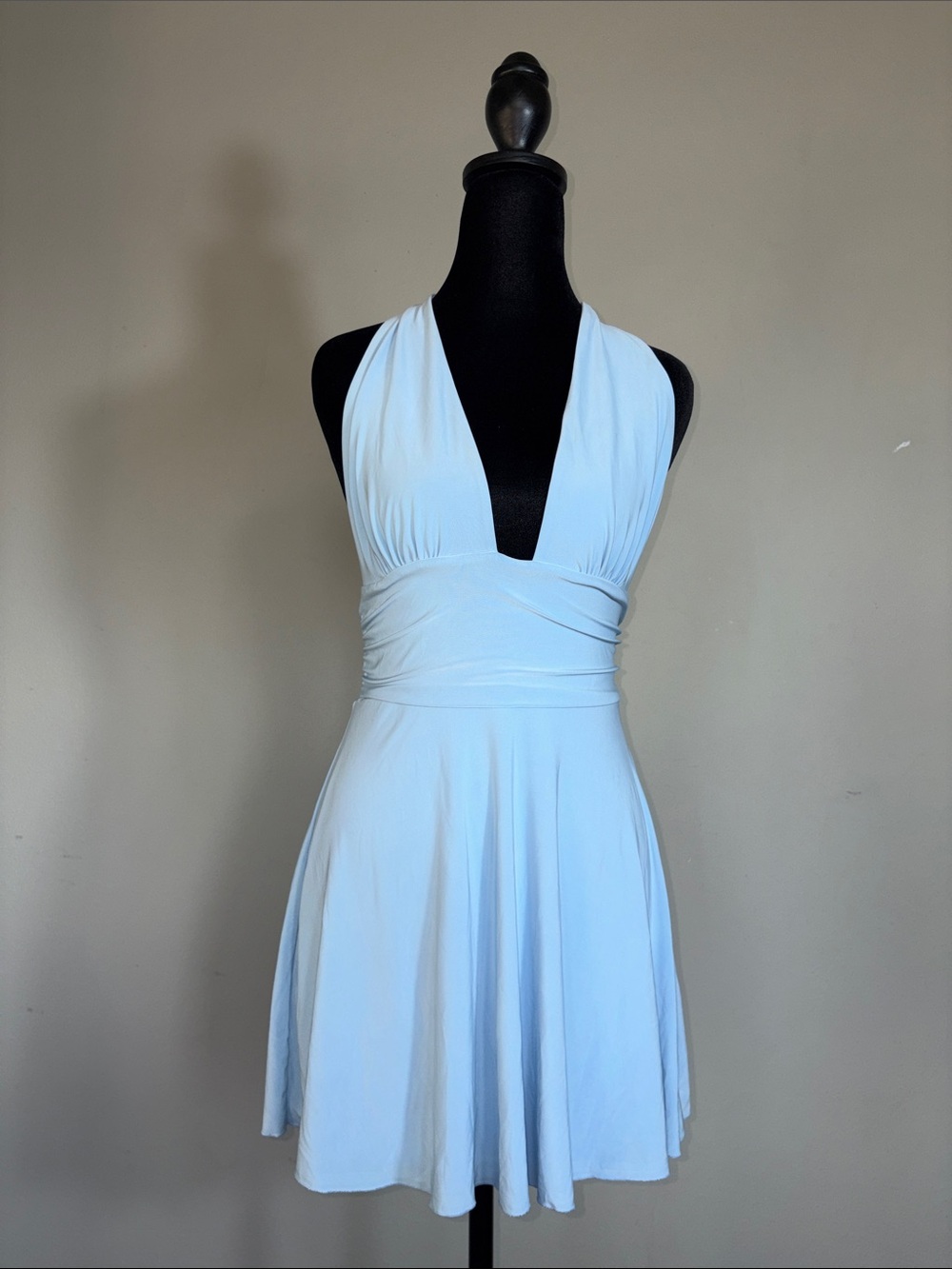Dollhouse Light Blue Halter A-Line Mini Dress